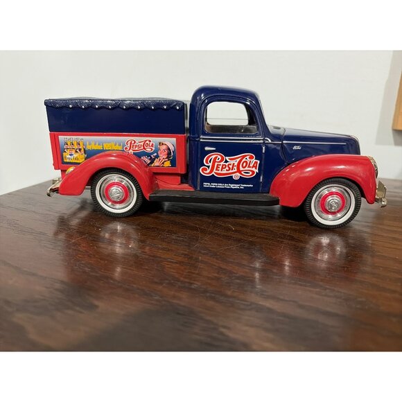 1940 Ford Diecast Pepsi Cola Truck Model Collectible Vintage Red & Blue - Picture 3 of 7
